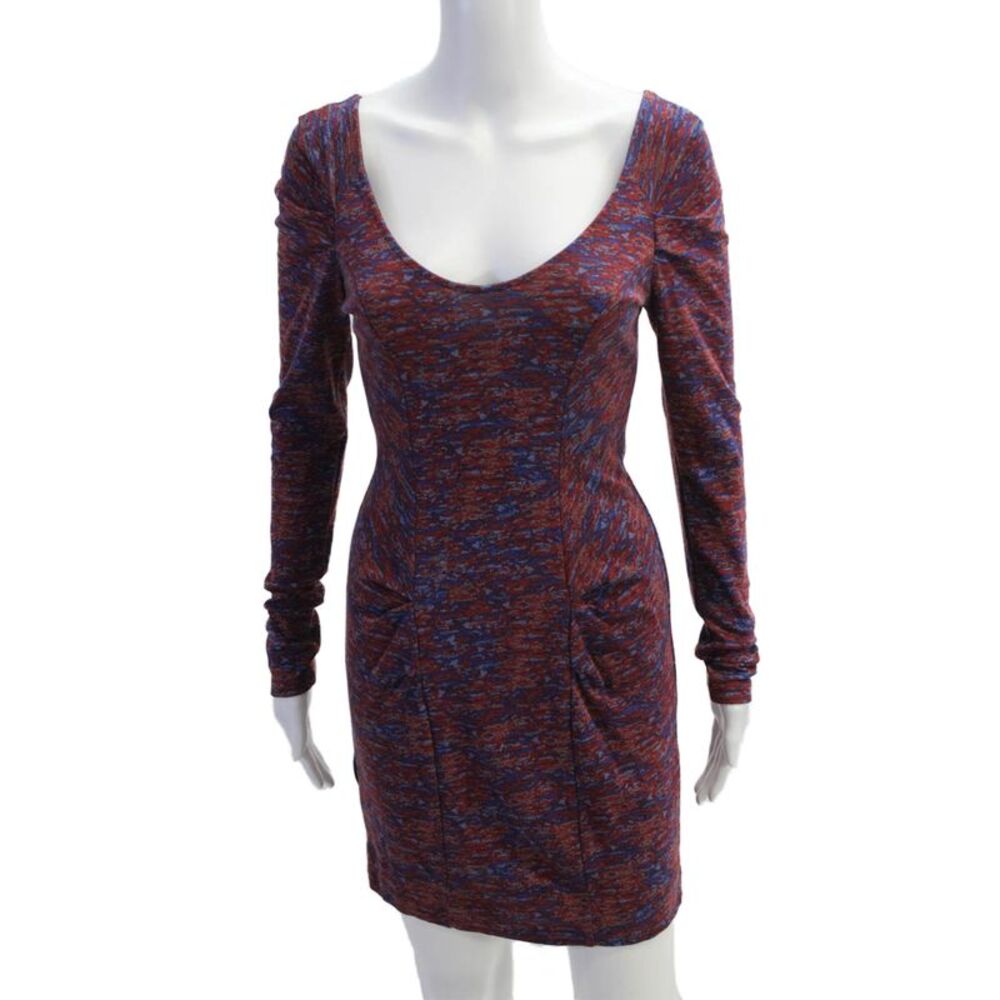 BCBGeneration Womens Bodycon Mini Dress Blue Long Sleeve Knee Length Size S